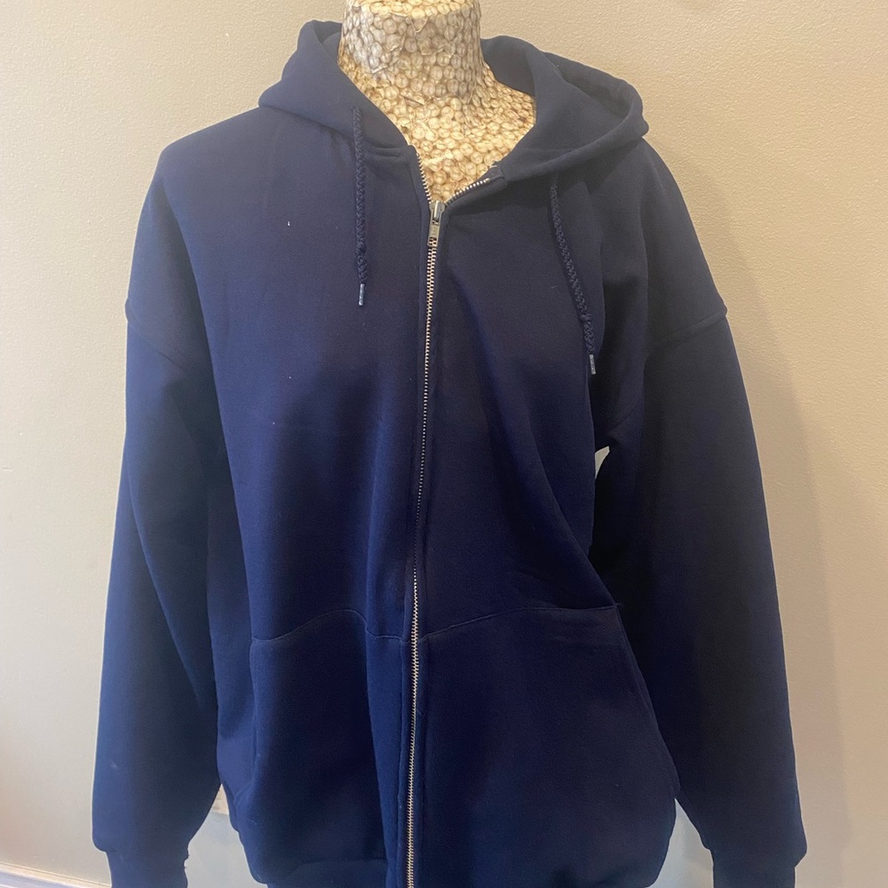 Vintage 90s Pluma Navy Blue Men's Lightweight Full zip Hoodie Jacket